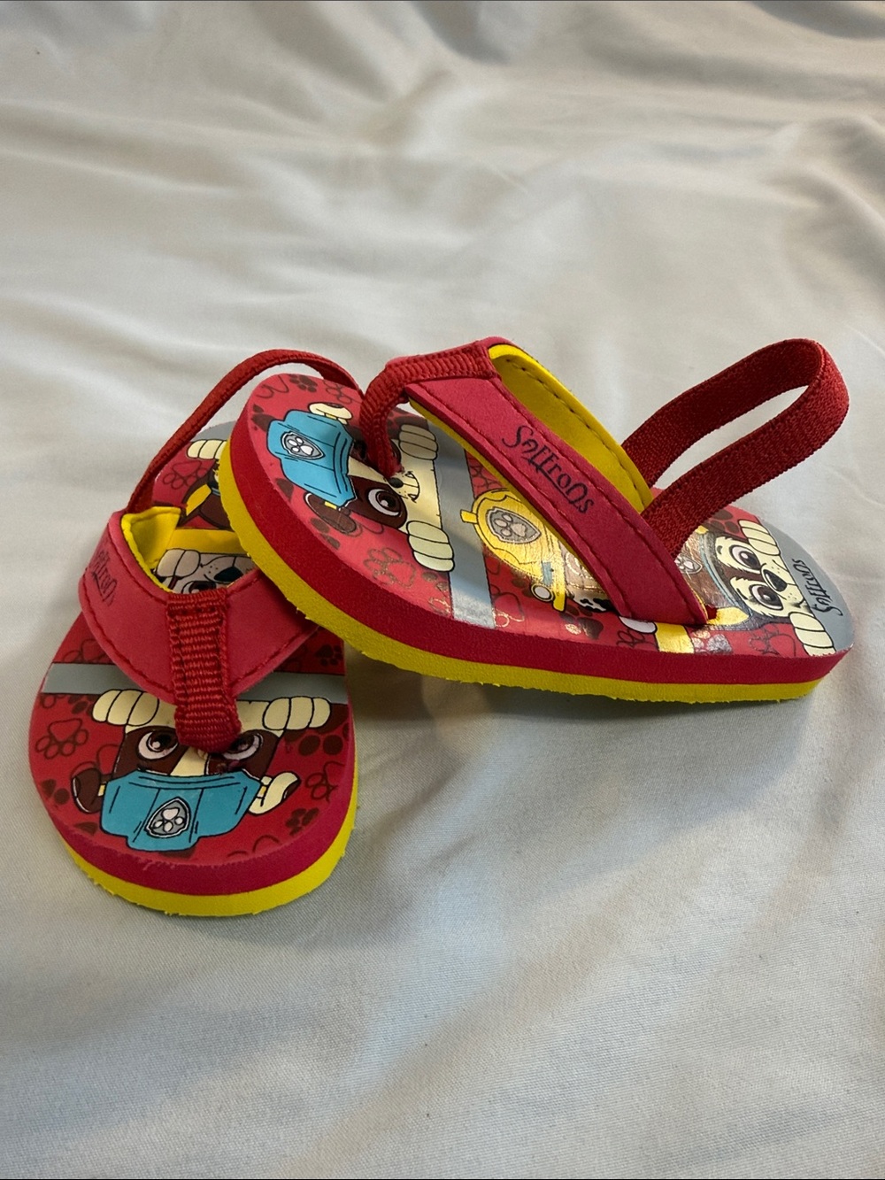 Paw Patrol = Kids Red Flip-Flop Sandals with Heel Strap